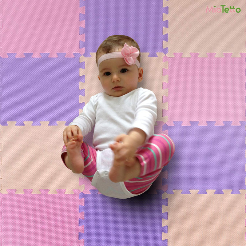 Tapis de jeu en mousse non toxique, Rose / mauve / beige