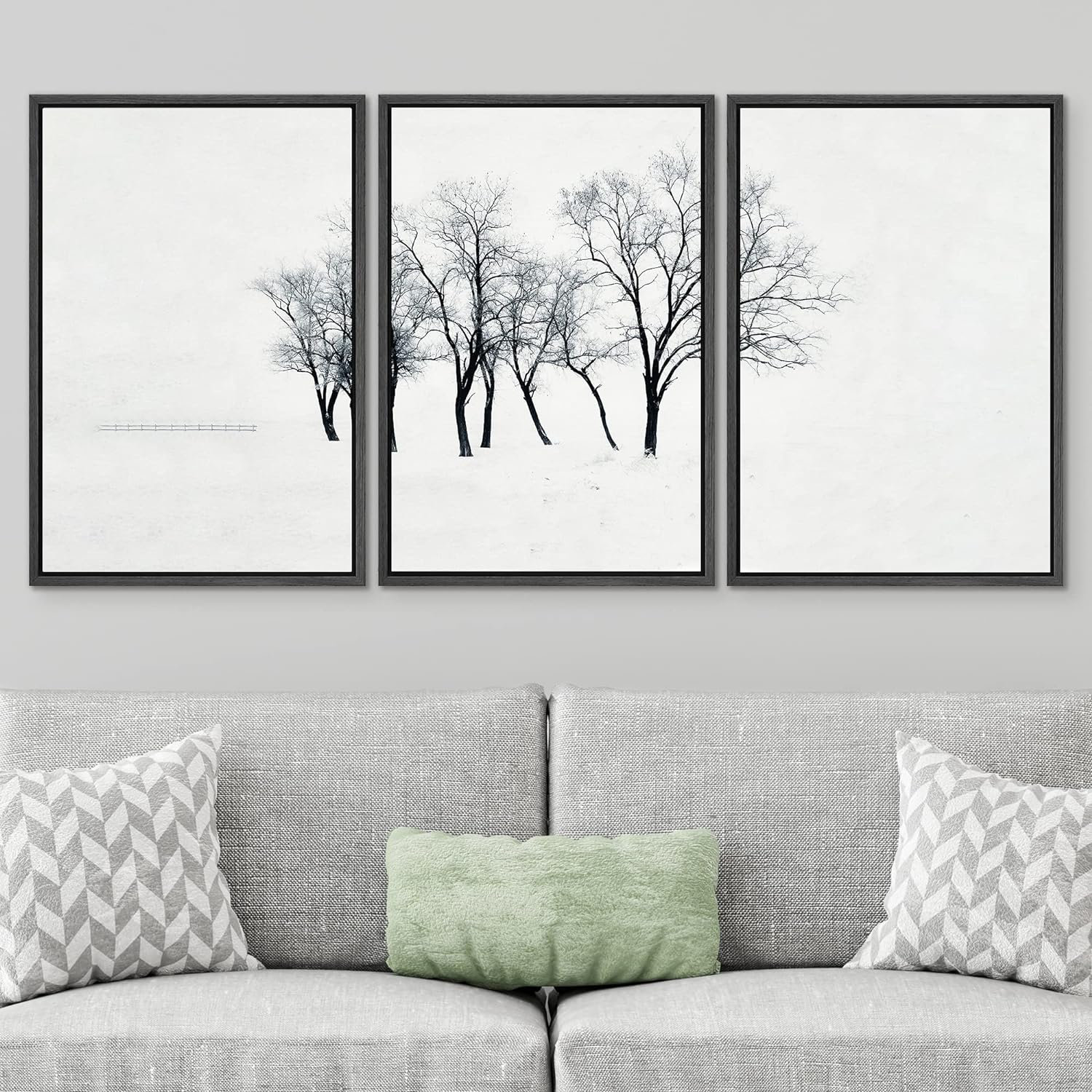 IDEA4WALL Winter Framed Canvas Print Wall Art Set Black White Winter Tree  Landscape Nature Wilderness Photography Realism Decorative Scenic Rustic