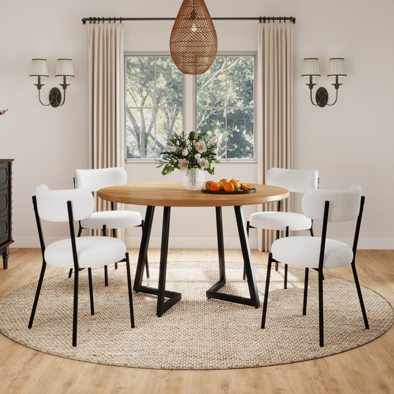 Ensemble de table de salle à manger Modern Farmhouse, 5, Blanc, Brun