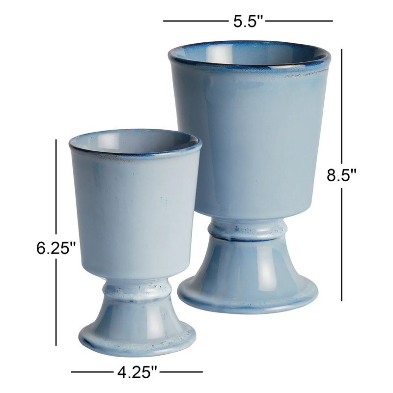 KELCY FOOTED CACHEPOTS, Blue