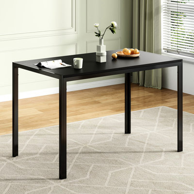 47" Rectangular Dining Table With Metal Frame For 4 - 6 Persons, Mid Century Modern, Ideal Home Kitchen, Office, Study, And Coffee Or Tea Use, 28.25 I