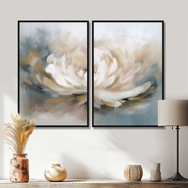 Lemire - Lotus, art mural, Black, 36" H x 48" W, Impression encadrée flottante