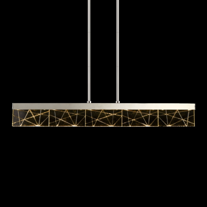 Luminaire suspendu linéaire à DEL avec cristaux gravés épais 43 po 3CCT, Nickel poli