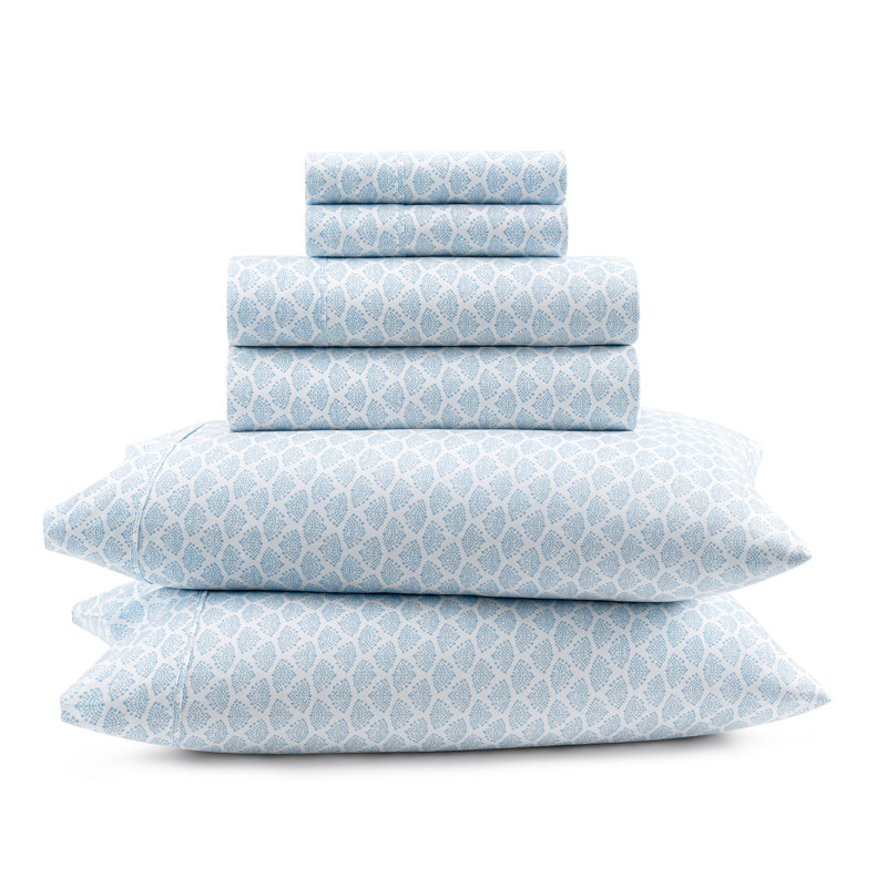 Ensemble de draps anti-froissement en microfibre GAIAM, Dotted Fan Print Ice Blue