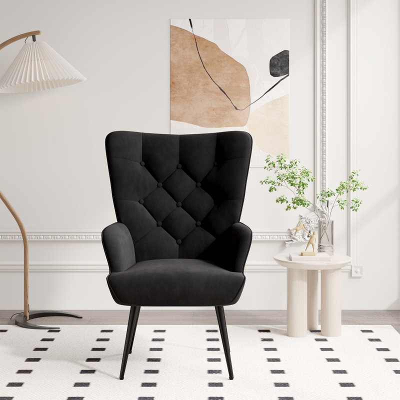 26,4 po po Chaise d'appoint rembourrée, Velours noir