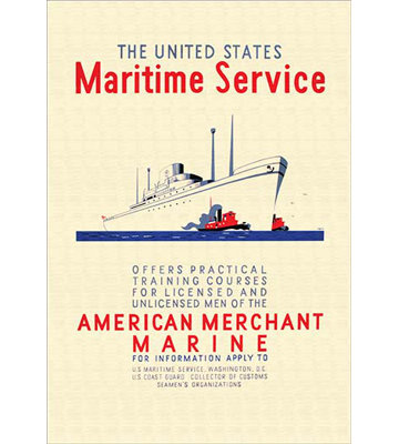 « american merchant marine » par richard hall, publicité rétro