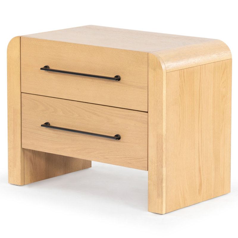 Katrina Wood 2 Drawer Nightstand, Natural
