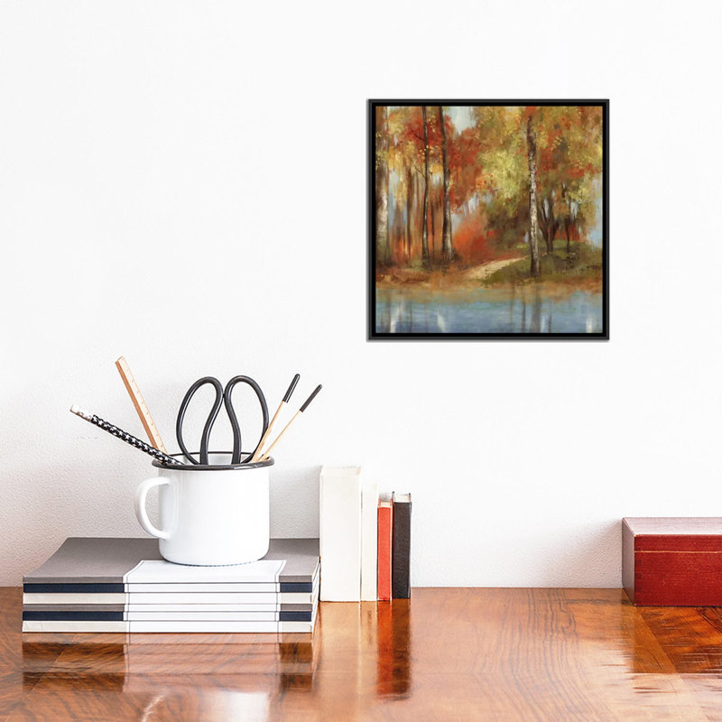 «Indian Summer» par Allison Pearce - reproduction imprimée, H 18 po x l 18 po x P 1,5 po, Toile avec cadre noir, Pas de tapis