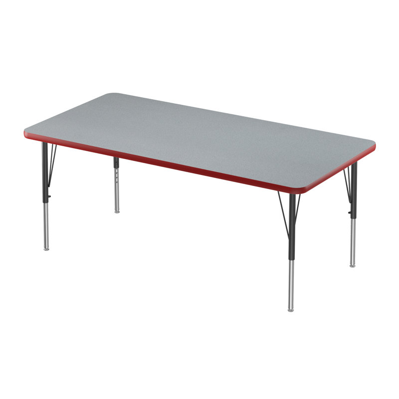 Laminate Adjustable Rectangle 2 Students Activity Table, Short Leg, 30" H x 30" L x 72" W, Red