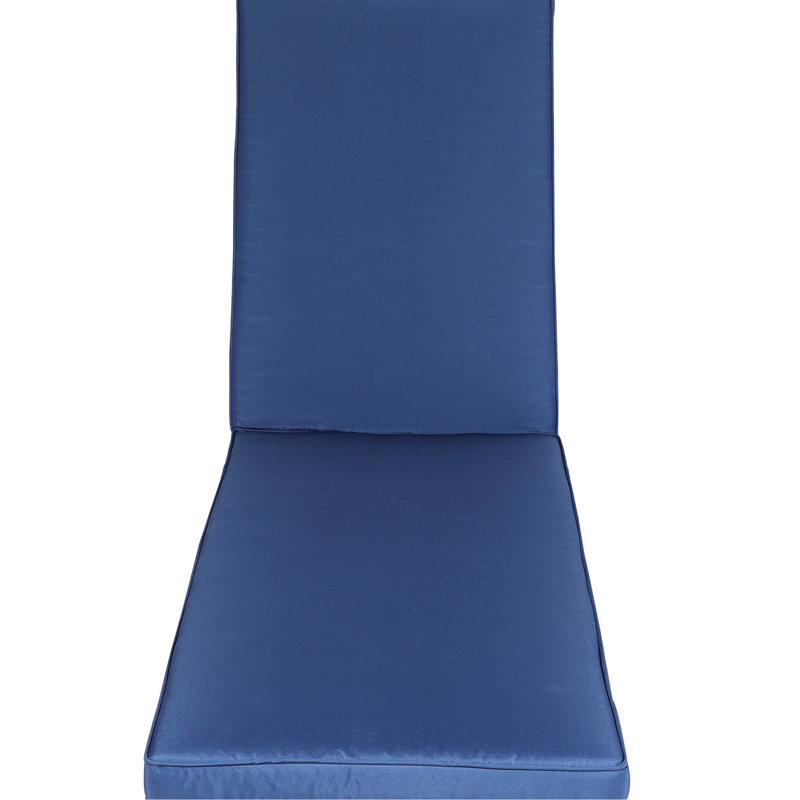 Navy Blue Chaise Lounge Cushion - & Fade , Removable Washable Cover, High Resilience Sponge, Practical Design With Straps Patio Pad Blue, Breathable , Resistance, Soft Sponge Filling