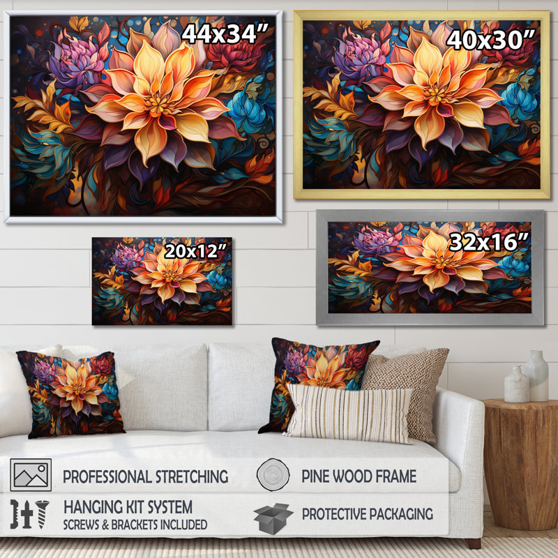 " Opt Luminous Kaleidoscope II ", Black Floater Framed, 16" H x 32" W x 1" D