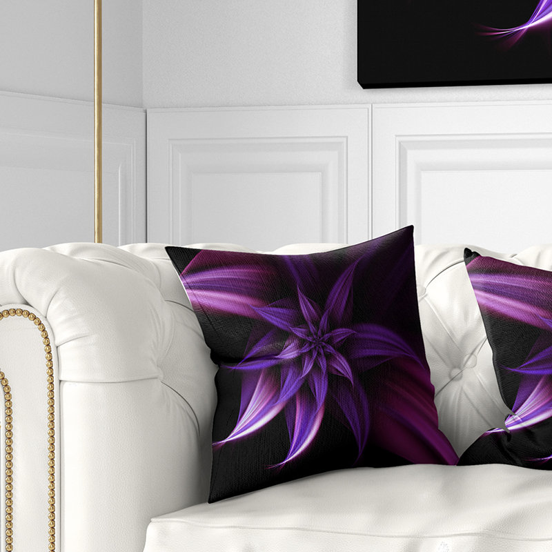 Fractal Flower Purple - Floral Fractal Flower Pillow, 18" x 18", Throw Pillow