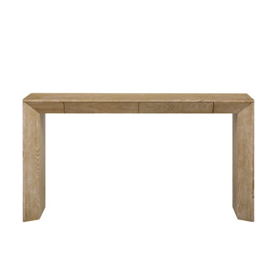 TREXM 60" Modern Farmhouse Console Table With 2 Concealed Drawers, Waterfall Design Entryway Table With Thickened Legs & Rustic Wood Grain For Living Room, Entryway & Hallway
