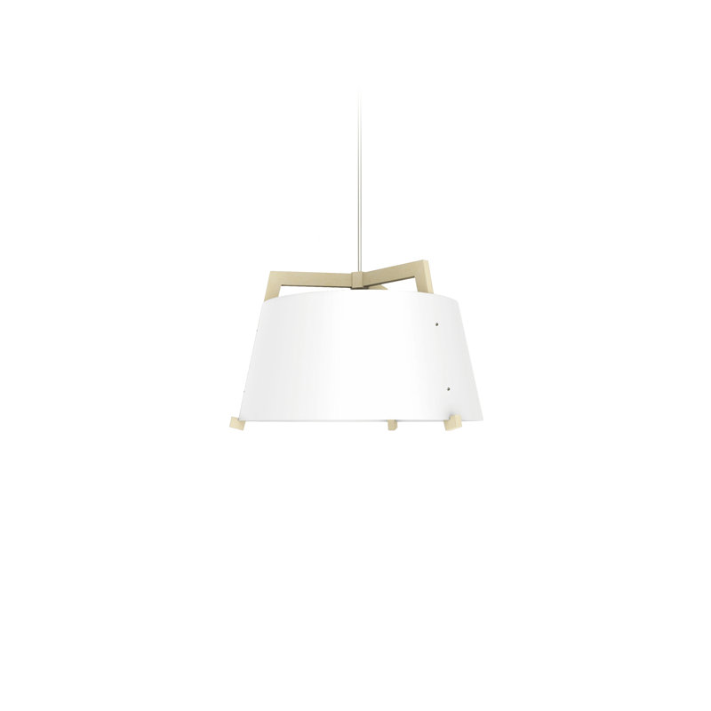 Ignis Pendant, 11.5" H x 17" W, White Washed Oak/Gloss White, Incandescent w/ Diffuser - Rigid