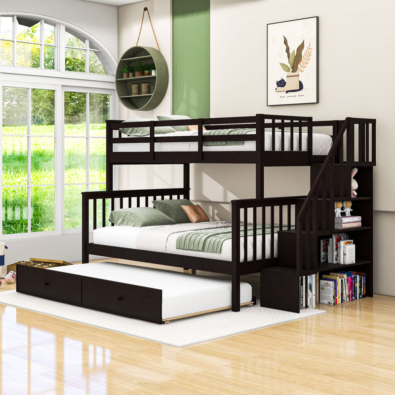 Deshaunte Kids Twin Over Full Bunk Bed with Trundle, Espresso