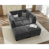 Modular Sectional Sofa Corduroy Couch, Customizable U-Shaped Sofa Oversized L-Shaped Sofa Set (6 Seater Compact Sleeper)
