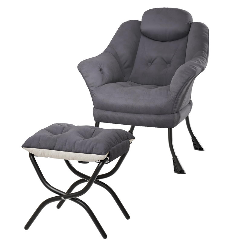 Upholstered Cotton Accent Chair, Grey