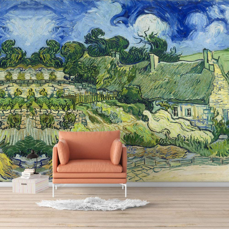 Murale «Les maisons vertes dans la campagne», L 100 po x l 144 po