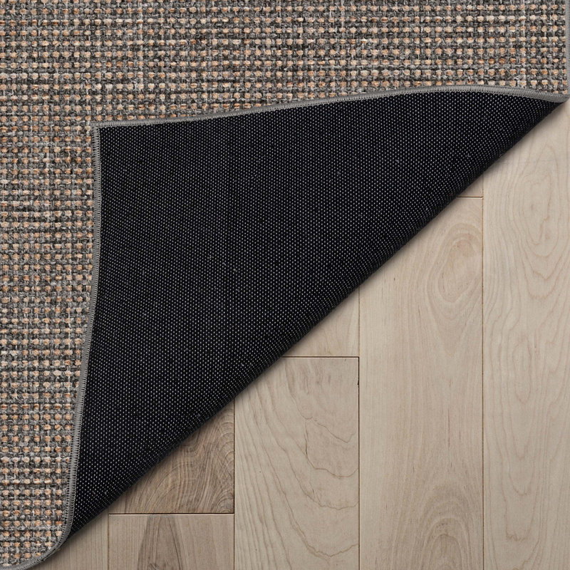 Faux-Jute Airedale Solid & Striped Flat-Weave Grey Area Rug