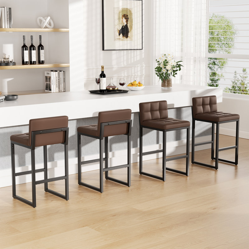 Counter Stool with Metal Frame, Light Grey, 4