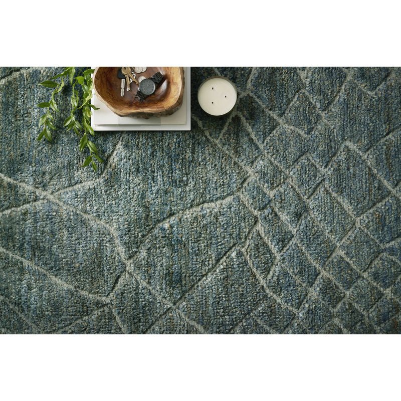 Palumbo Hand Knotted Geometric Indoor Rug, Rectangle 7'9" x 9'9"