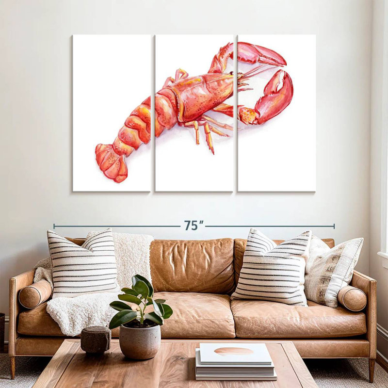 Brampt Vibrant Lobster, 42" H x 65" W