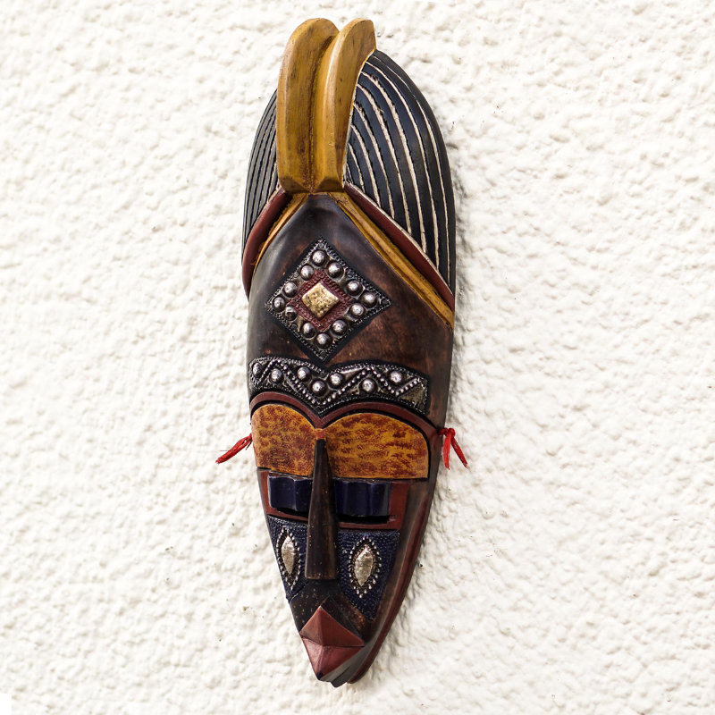 Décoration murale masque en bois africain Nhyira Wish