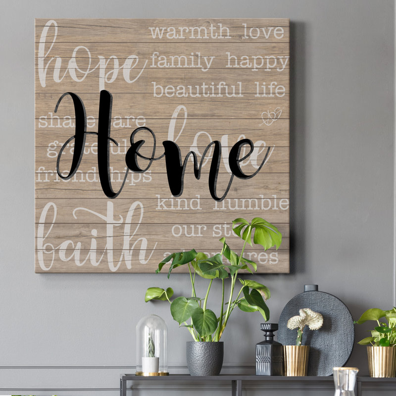 Home - Reproduction d'art textuel sur toile tendue, H 24 po x l 24 po x P 1 po