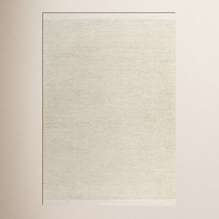 Tapis rayé beige en laine tissé à plat Rylee