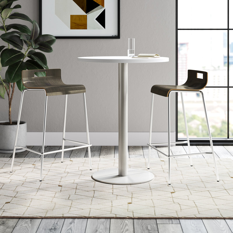 Table de pause ronde de 30 po L, Blanc de designer, Espresso
