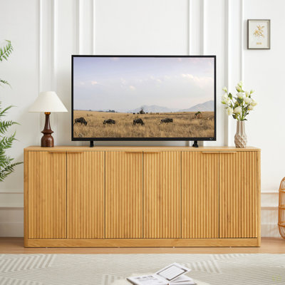 67-Inch Modern Wavy Sideboard, Curved Contour Design Storage Cabinet, 6-Door Cabinet With Storage Function, Suitable For Kitchen / Bedroom / Living Room,67.0"L X 15.7"W X 27.7"H