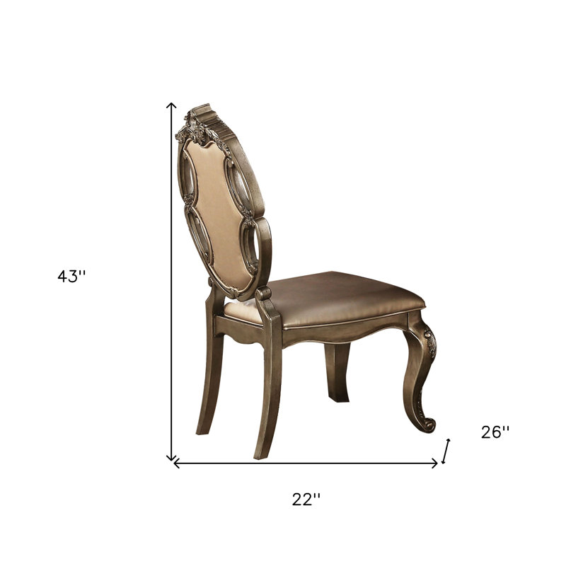 Ensemble de deux chaises d'appoint de salle à manger rembourrées en similicuir et en bois massif touffetées en chêne