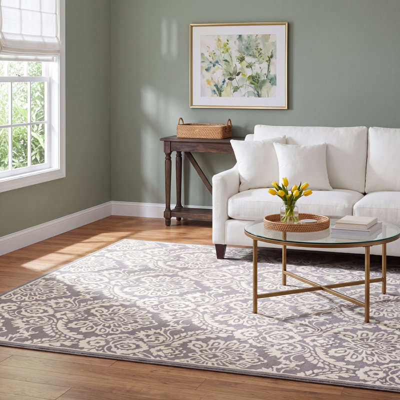 Tansy Handmade Wool Ivory/Gray Rug, Rectangle 8' x 10'