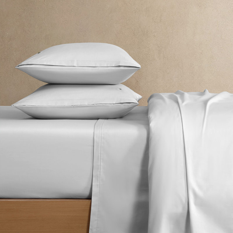 Lacoste Cotton Percale Sheet Set, Crisp Feel & Breathable Bedding, Deep Pocket Fitted Sheet, Micro Chip, Cal King, Micro Chip