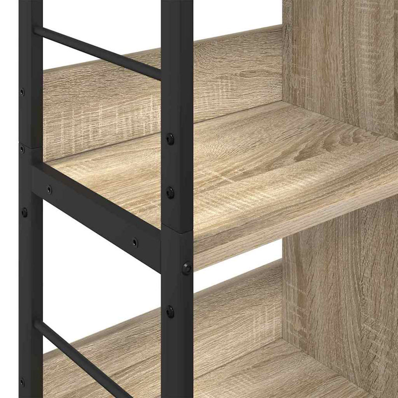 82cm W Steel Etagere Bookcase, Sonoma Oak, (4 Shelves) 144.5cm. H x 82cm. W x 32cm. D