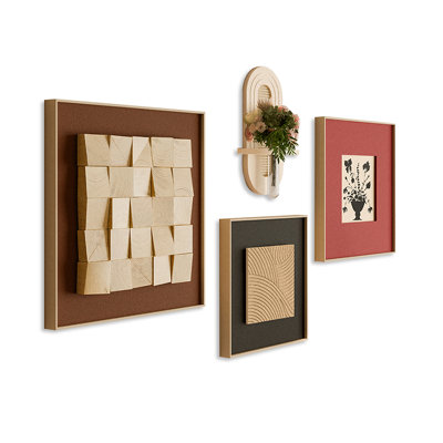 Mid-Century Modern Canvas Rectangular 4 Pieces Wall art set for Living Room