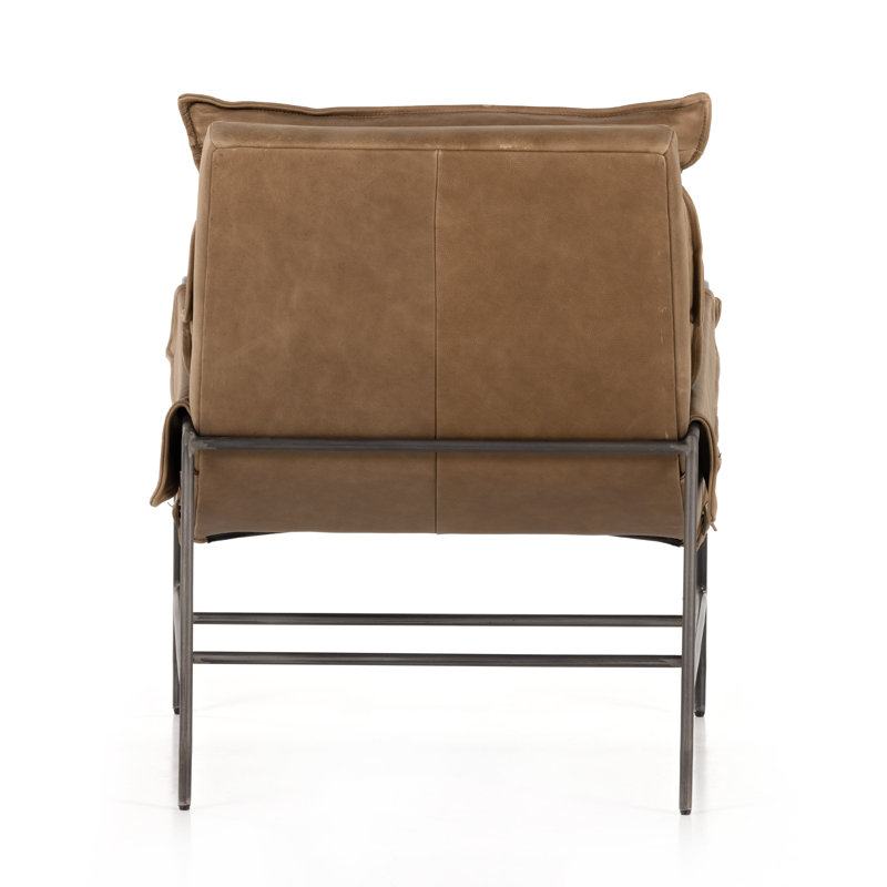 Taryn Slipcovered Side Chair, Gris Gunmetal, Palermo Drift Top Grain Leather