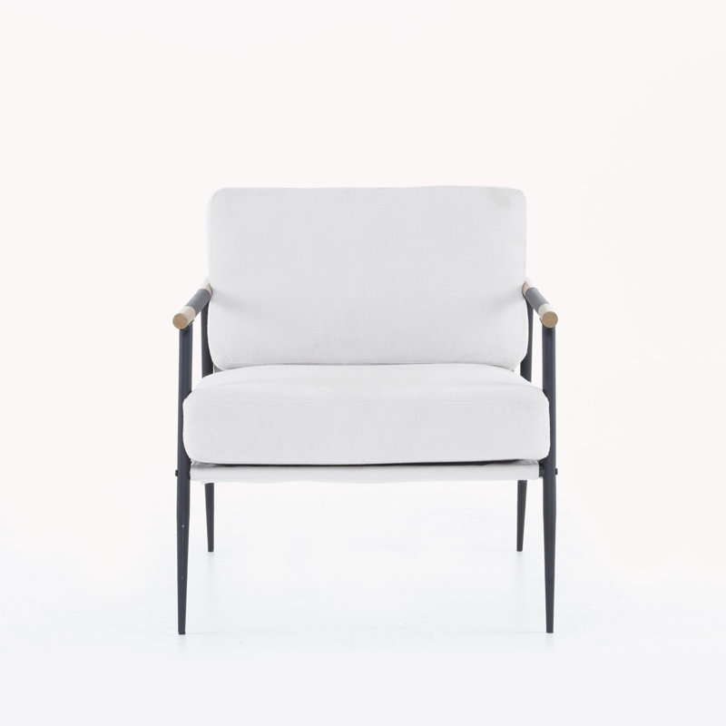 Chenille Upholstered Lounge Chair with Sturdy Metal Frame, Plush Comfort Modern Living Room Accent Chair, Armrest Design & Durable Construction