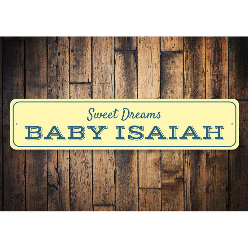 Plaque en aluminium Sweet Dreams Baby, H 4 po x l 18 po x P 0,04 po