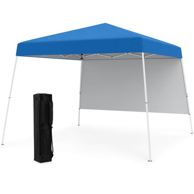 Tente d'auvent 10 x 10 pi avec 1 paroi latérale, sac à dos portable, 4 pieds inclinés 
