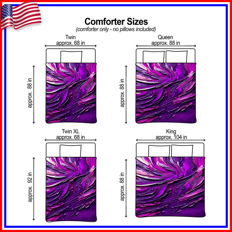 Purple Fluid Abstract Comforter, King