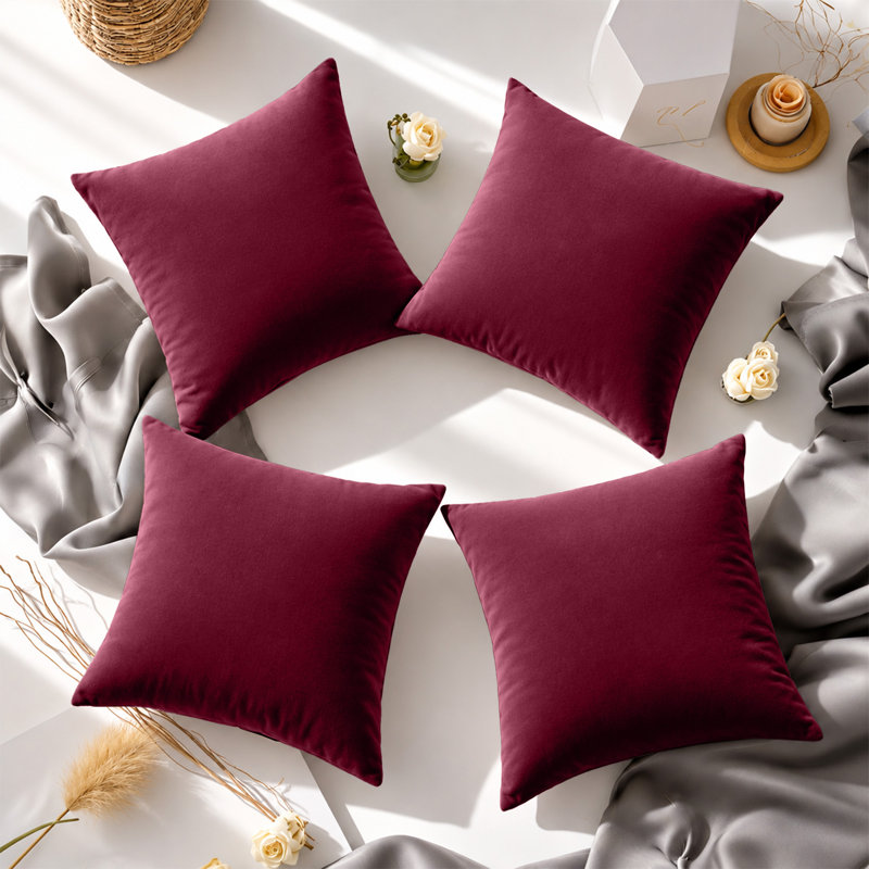 Soft Premium Microfiber Dyed Cushion Cover, BURGUNDY