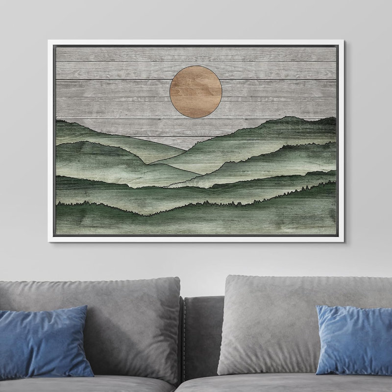 Reproduction d'art sur toile Western, Cadre flottant blanc, H 16 po x l 24 po x P 1,5 po