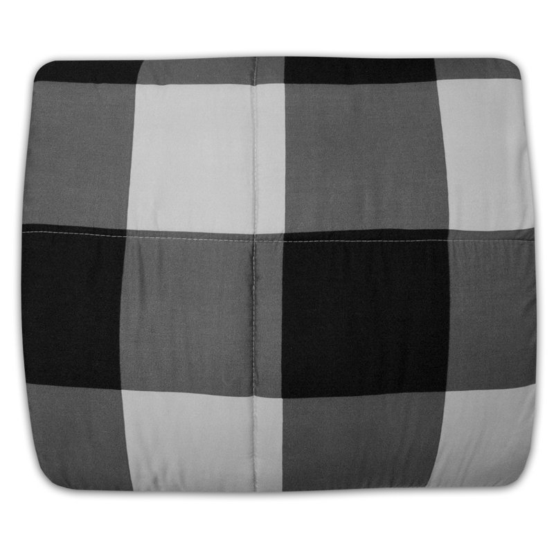4 Piece Buffalo Plaid Printed Comforter, Shams & Throw Pillow Set, King Comforter + 3 Additional Pieces, Black/Grey