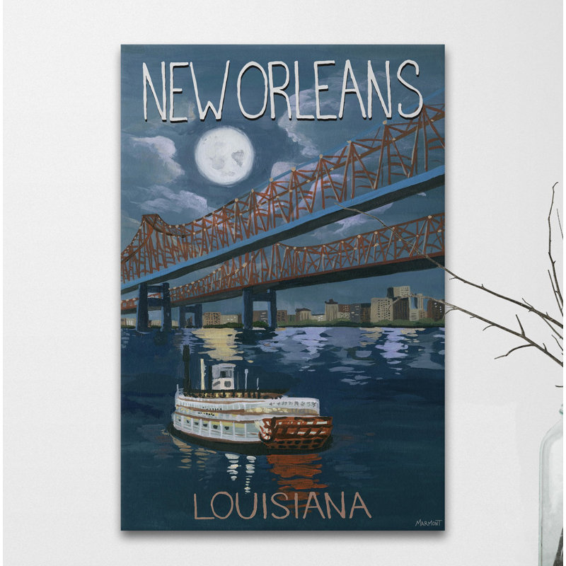«Louisiana Moonlight» par - peinture sur toile tendue, H 18 po x l 12 po x 1,5 po