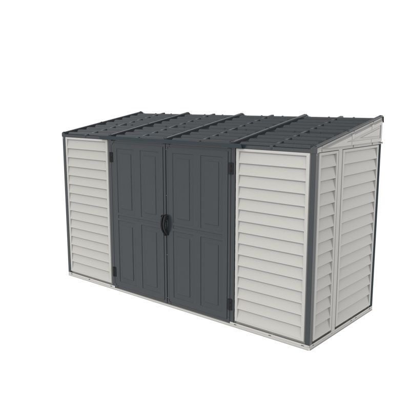 SideMate Pro 10 ft. W x 4 ft. D Vinyl Lean-To Storage Shed with Front Double Doors