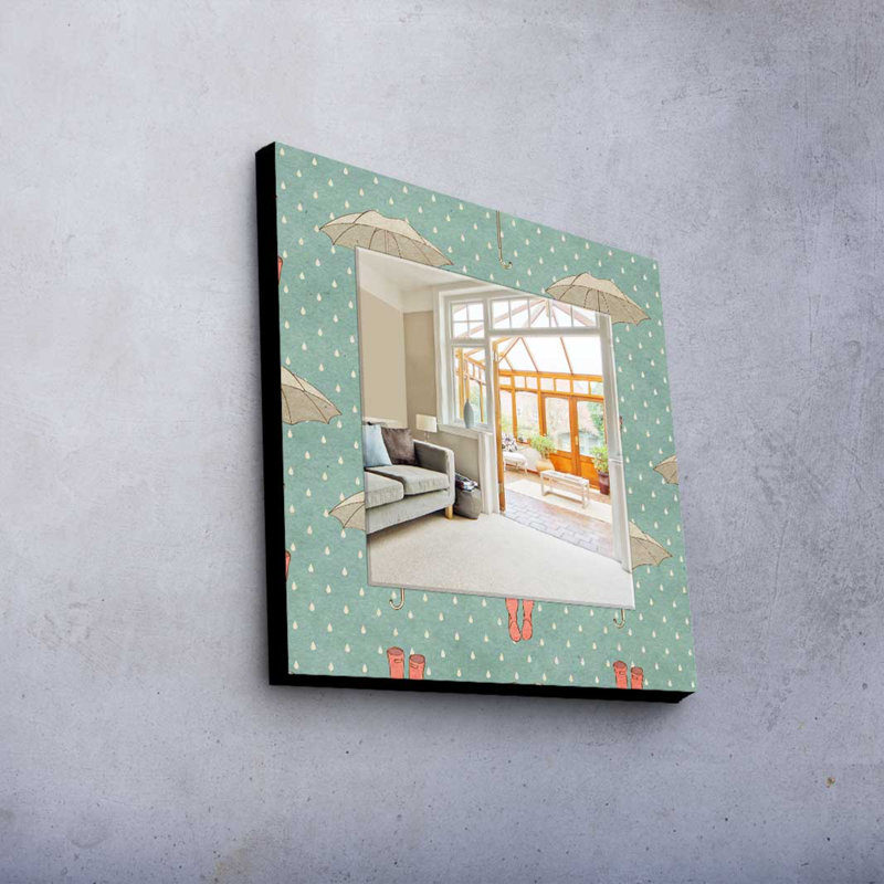 Élégant miroir décoratif avec cadre 100% bois de pin, 19,7 po x 19,7 po | Miroir en verre véritable (épaisseur: 0,2 pouce) | Peinture sur tissu élégante | Parfait pour la décoration intérieure et le vestibule, design durable et chic