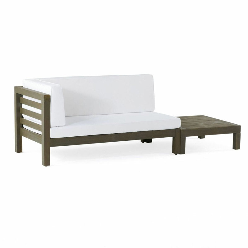 BANC D'ANGLE GAUCHE ET TABLE DE CAFÉ Oana, blanc, Blanc