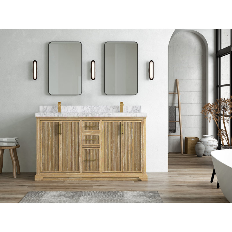 Ensemble de meuble-lavabo double 60 po Brecht, Marbre de Carrare