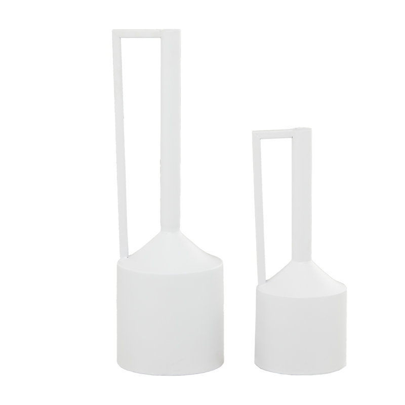 Ensemble de vases en métal avec poignées, Blanc